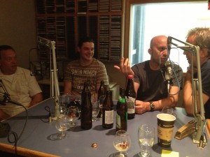 The Shelton Brothers talking with Adrian and Jan Skala in the studio.